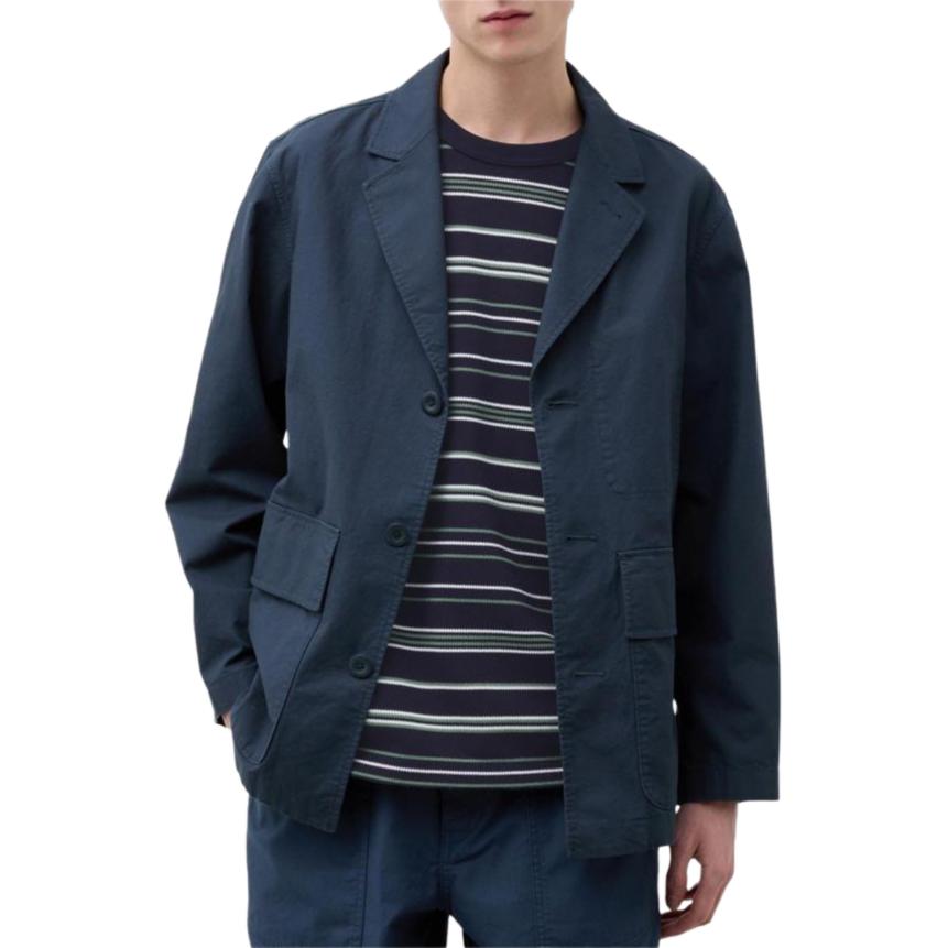 UNIQLO Solid Textured Single-Breasted Lapel Jacket Men jackets Dark-Blue 467024-68