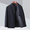 Men's Autumn Wool Button-up Jacket - Dad Style Lapel, Business Outerwear for Middle-aged & Elderly