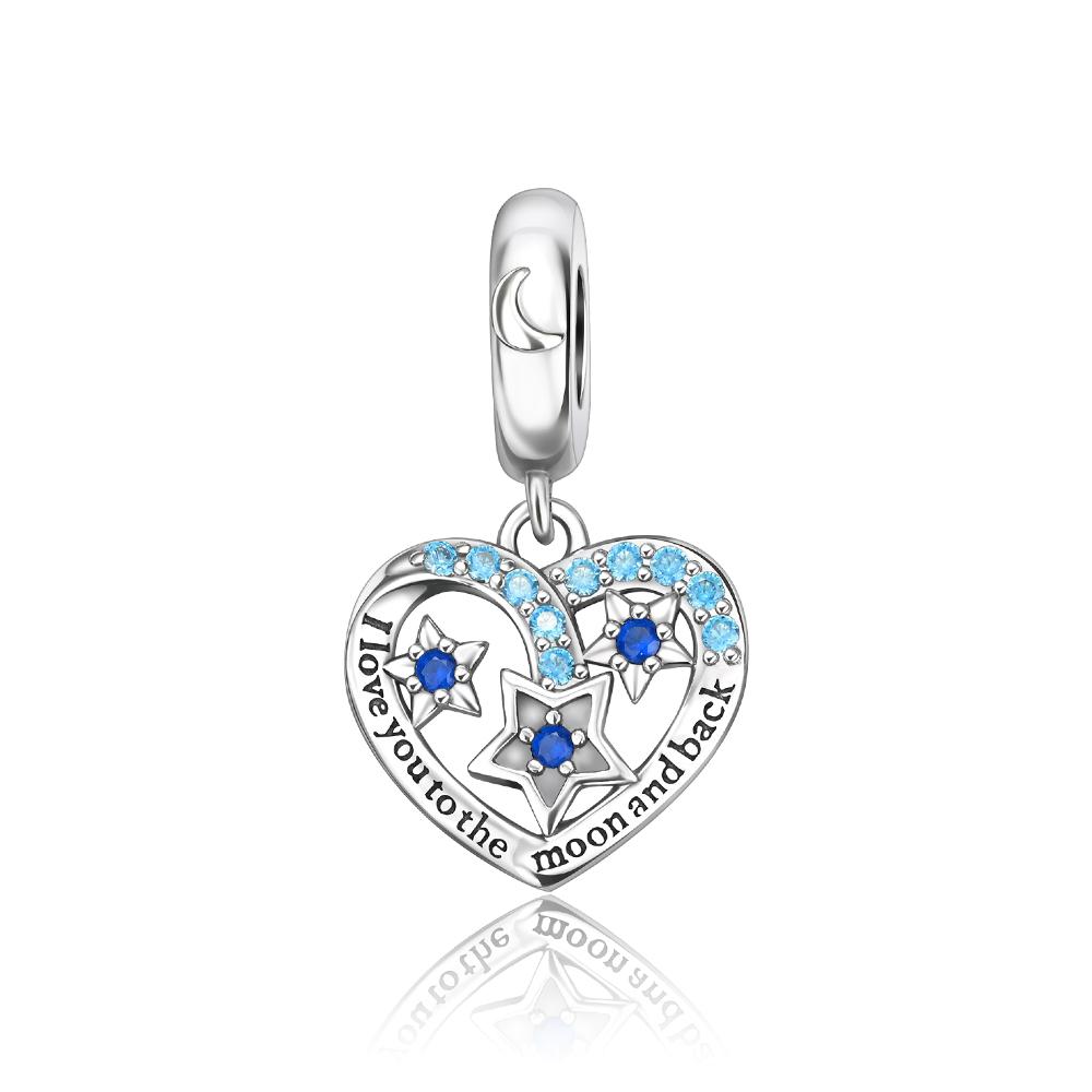 Blue Series 925 Sterling Silver Sapphire Tree of Life Bottle Elephant Planet Ocean Heart Charm Fit DIY Bracelet Necklace Gifts