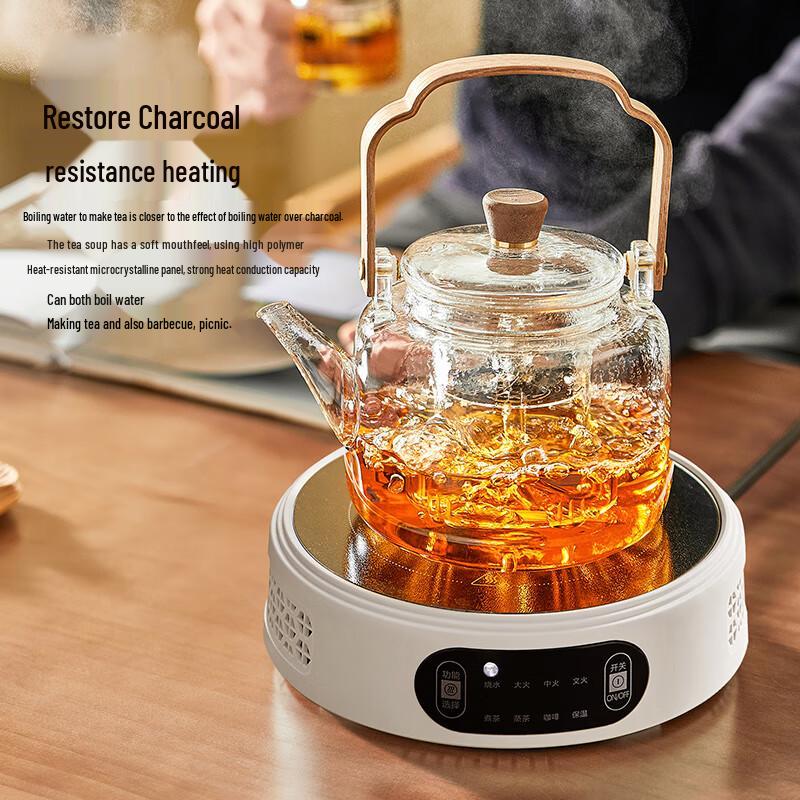 Electric Glass Tea Kettle & Ceramic Stove Set