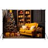 Mocsicka Indoor Christmas Home Photography Backdrop Child Birthday Photo Background Xmas Tree Bear Gifts Sofa Party Decor Banner