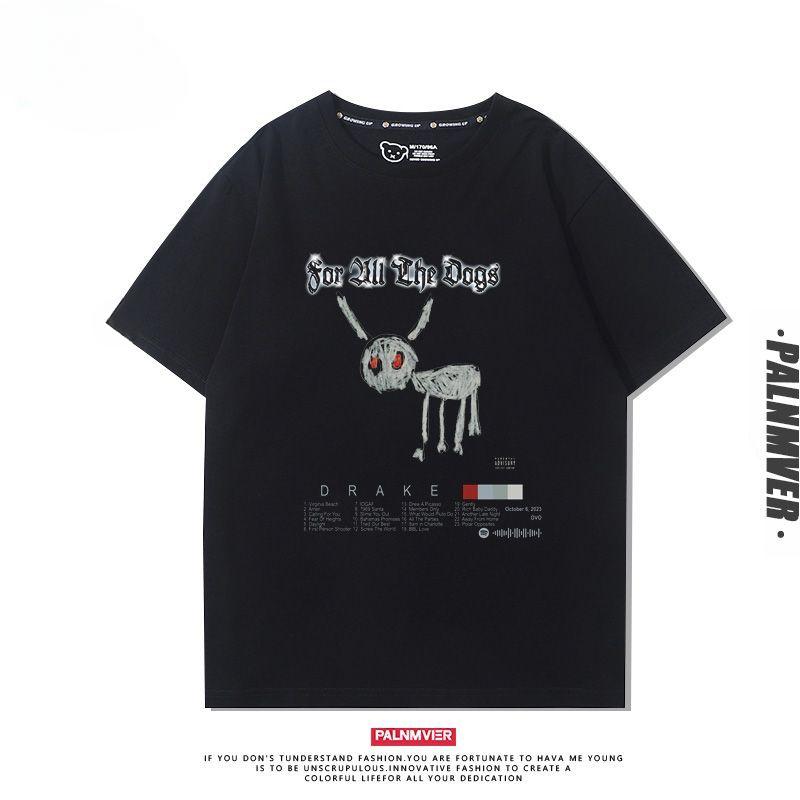 Hip Hop Drake Drake Nieuw Album voor All The Dogs Korte Mouw Heren T-Shirt Street Europese en Amerikaanse Trend Kleding Zomer