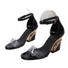 Summer 2025 new sexy crystal transparent wedge sandals women's fish mouth super high heel one-word sandals