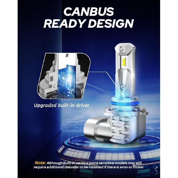 AUTOONE 9005/HB3 Bulbs, 36000LM Fog Lights 6000K White, Fanless Mini Size, Pack Of 2