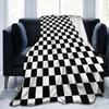 Plaid Decor Black White Checkered  Blankets Fleece Sofa Throw Blanket Multi-function for Couch Bedding Throws Bedspread Quilt