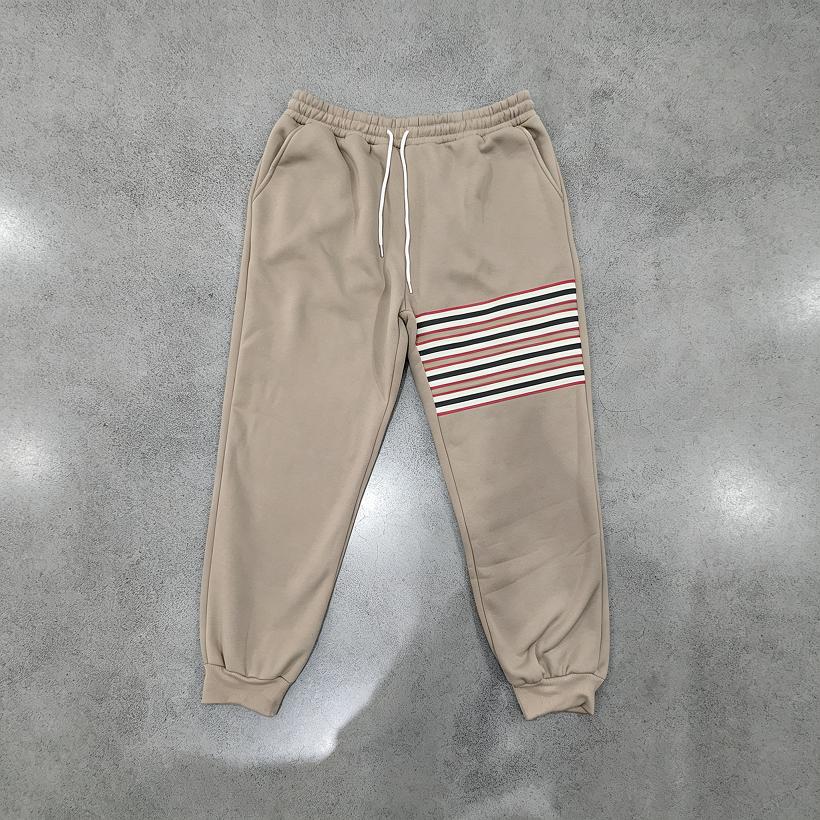 Men Stripe Jogger Sweatpants, Elastic Drawstring Waist Contrast Stripe Ribbed Ankle Cuffs Soft Fleece‑Lined Casual Athletic Trousers