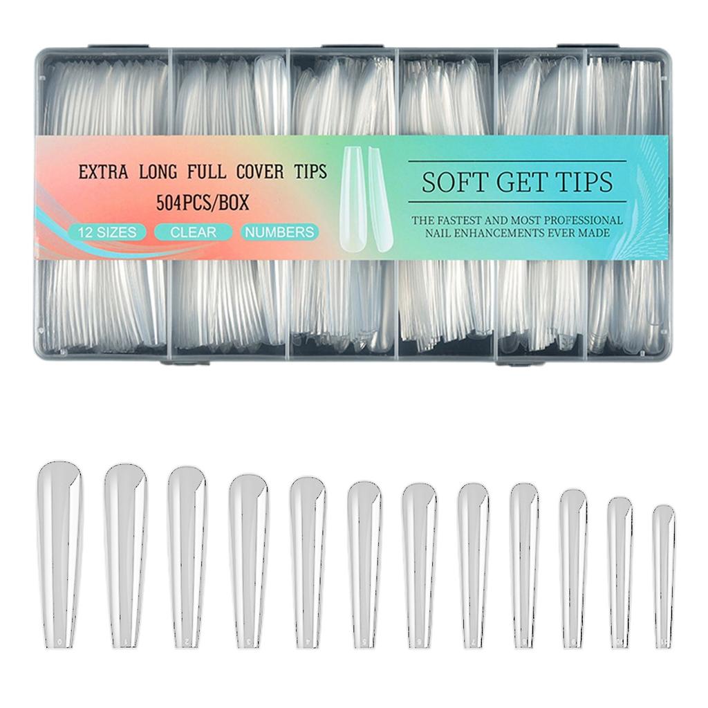 Pack Of 504 Extra Long Clear Soft Gel Nail Tips For Acrylic Nail Salon Supplies Professional Use Nail Supplies