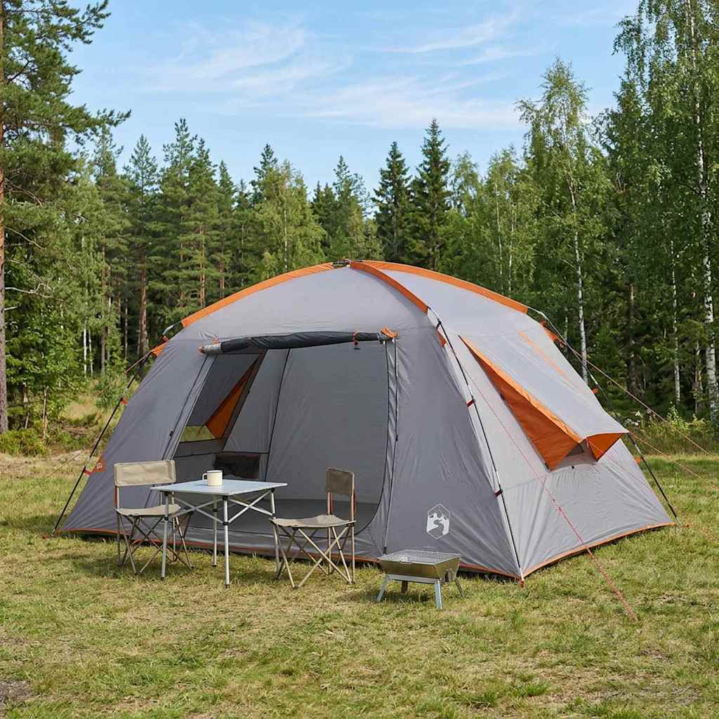 Kuppelzelt Grau und Orange 400 x 210 x 180 cm Polyester