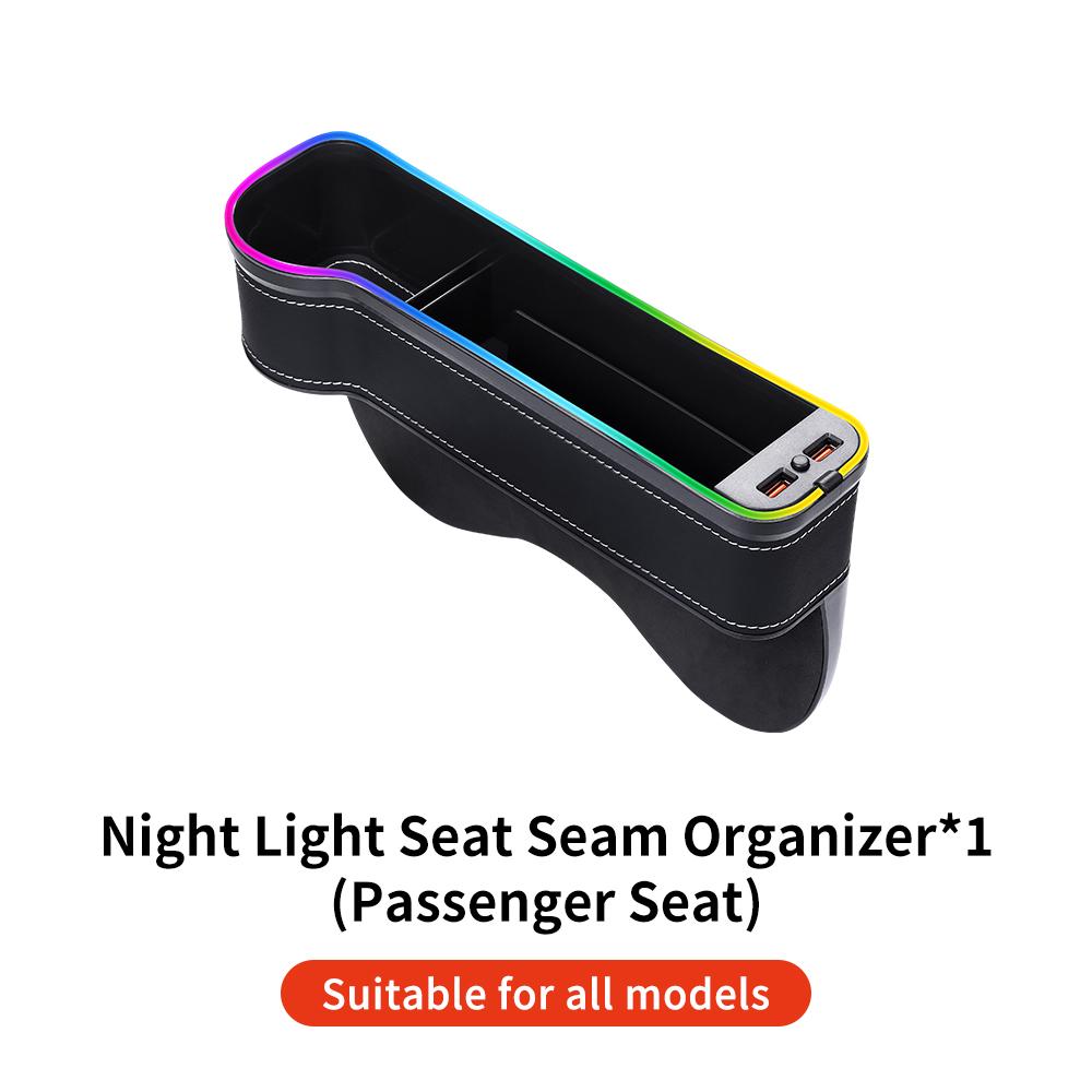 YZ multifunctional Cup Holder Gap Storage box Car Seat Gap QC3.0 USB 7 Colours Changing LED Charging Auxiliary for Vehicles