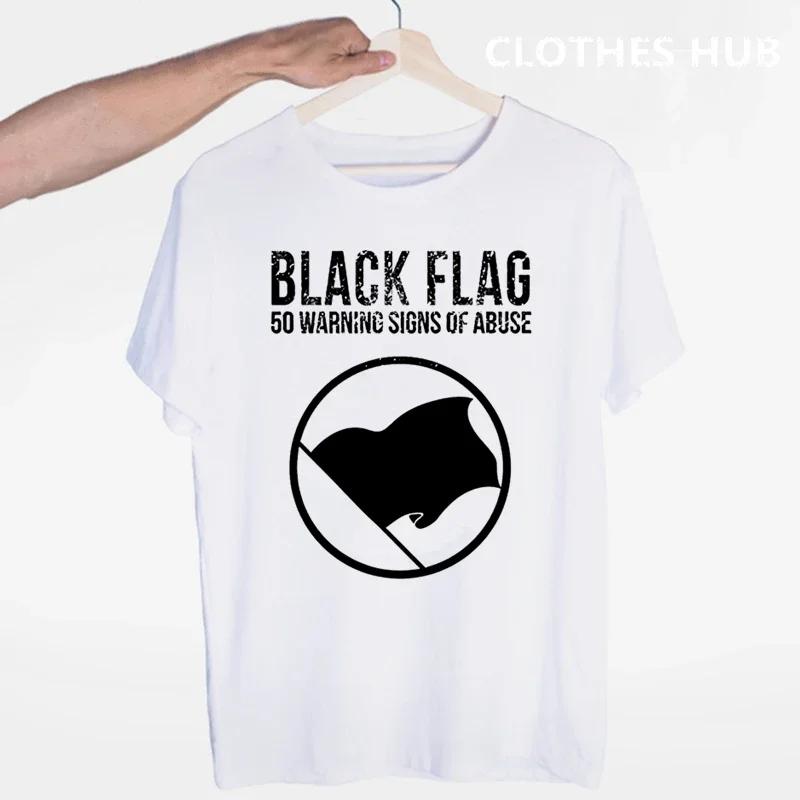 Black Flag T-shirt Summer O-Neck Short Sleeve Punk Rock Band Henry Rollins Large Bars Tshirt