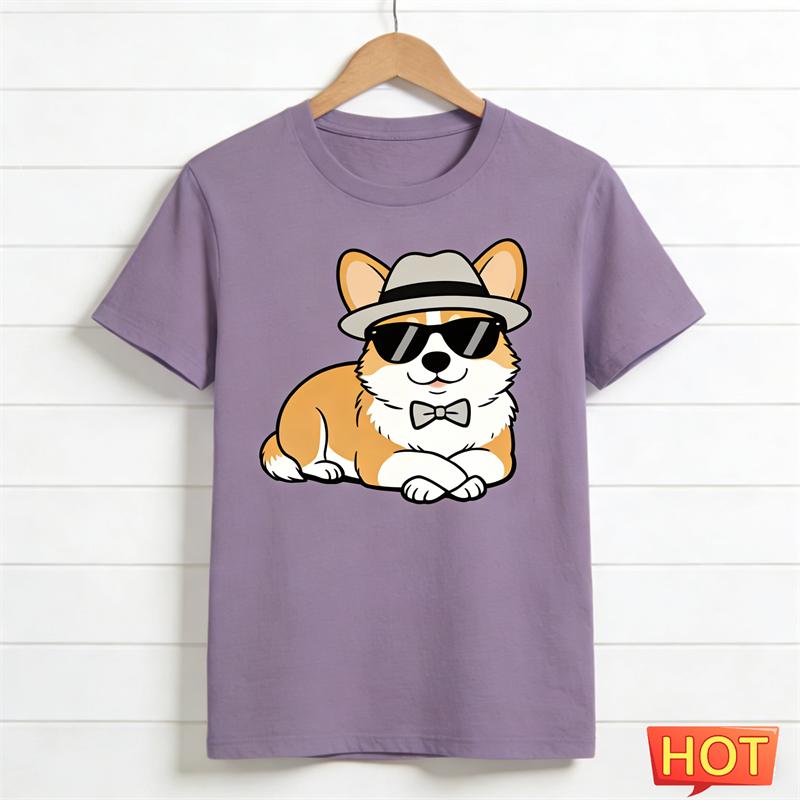 Summer Cute T Shirts Fashion Short Sleeve Funny Dog Crew Neck T-shirts Casual
