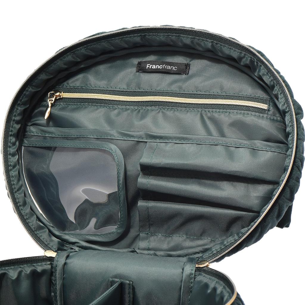 Francfranc Velvet Ribbon Vanity Cosmetic Makeup Makeup Storage Pouch, Large, Green, Pouch, Box,