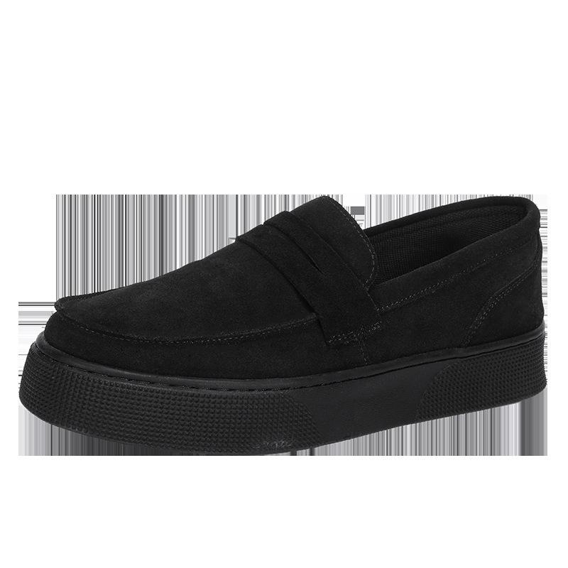 Men's Shoes 2024 New Summer Leather Surface Breathable Beanie Shoes Men's Soft Sole Height Increase One Pedal Non-slip Loafers