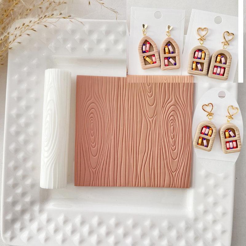 Wood Grain Texture Roller with High Precision for Making Soft Pottery and Clay Earrings Polymer Clay Tools