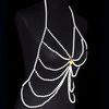 Fashionable Multi-layer Imitation Pearl Body Chain for Stage Performance, Trendy and Versatile Simple Chest Chain, Music Festival Banquet Costume