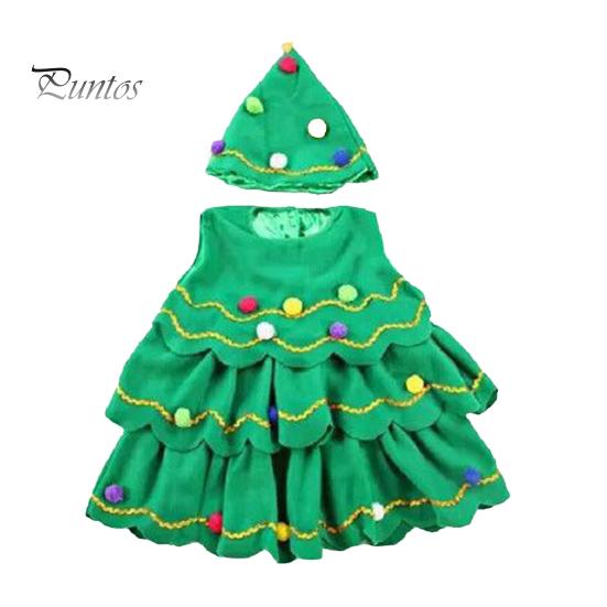 

Детский костюм рождественской елки, праздничный комплект для девочек, легко чистящееся рождественское платье-шляпа для выступлений, подарки для косплея 100cm зелёный
