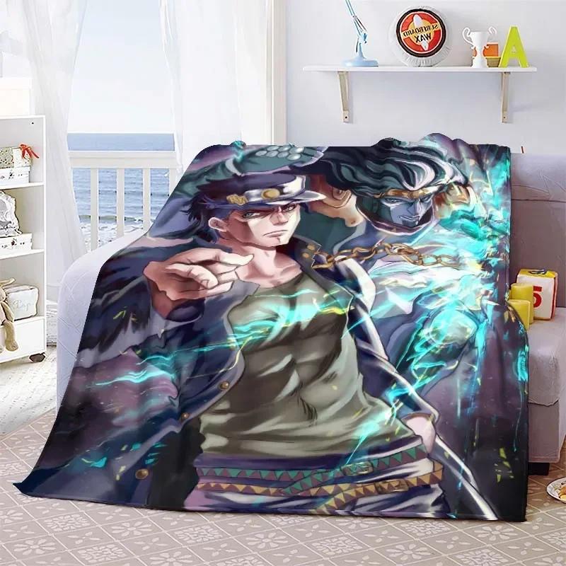 Summer Blankets Sofa Bedspread Couch Home Living Room Decor Anime JoJo Bizarre Adventure Print Flannel Throw Blanket Soft Warm