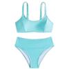 Womens High-Waisted Solid Color Bikini Set Slimming Beach Swimwear With Padded Cups No Underwire