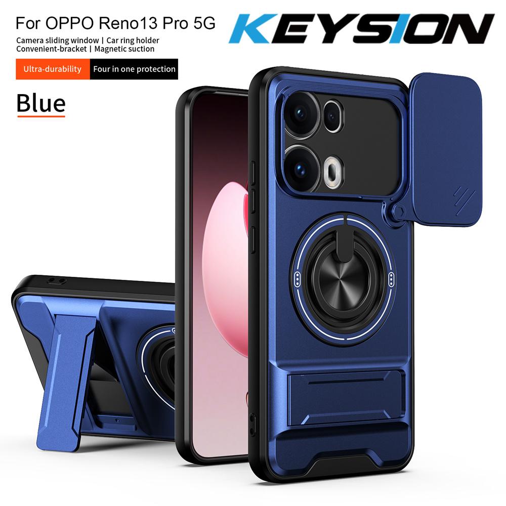 KEYSION Magnetic Phone Case for OPPO Reno13 Pro 5G Reno13 F 5G Slide Camera Protection Upright Kickstand Ring Shockproof Cover