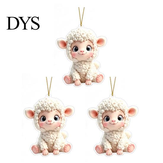 Decorative Farm Theme Hanging Decor 2D Acrylic Goat Car Ornament, Flat Sheep Pendant for Cute Backpack Accessory Rearview Mirror, Christmas
