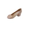 Nude thick heel plus inner increase of 9 cm classic paint buckle temperament light mouth patent leather thick high heel single shoes women