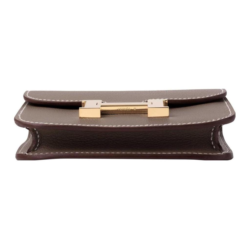HERMES Constance Slim Gold tone Lock Evercolor Calfskin Handbag Women's 18 Etoupe Elephant Gray H082214CC18