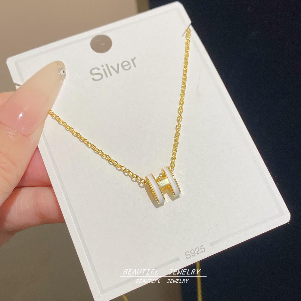 18K Gold Titanium Rhombus Clavicle Chain Necklace - Women’s Trendy Geometric Choker Pendant