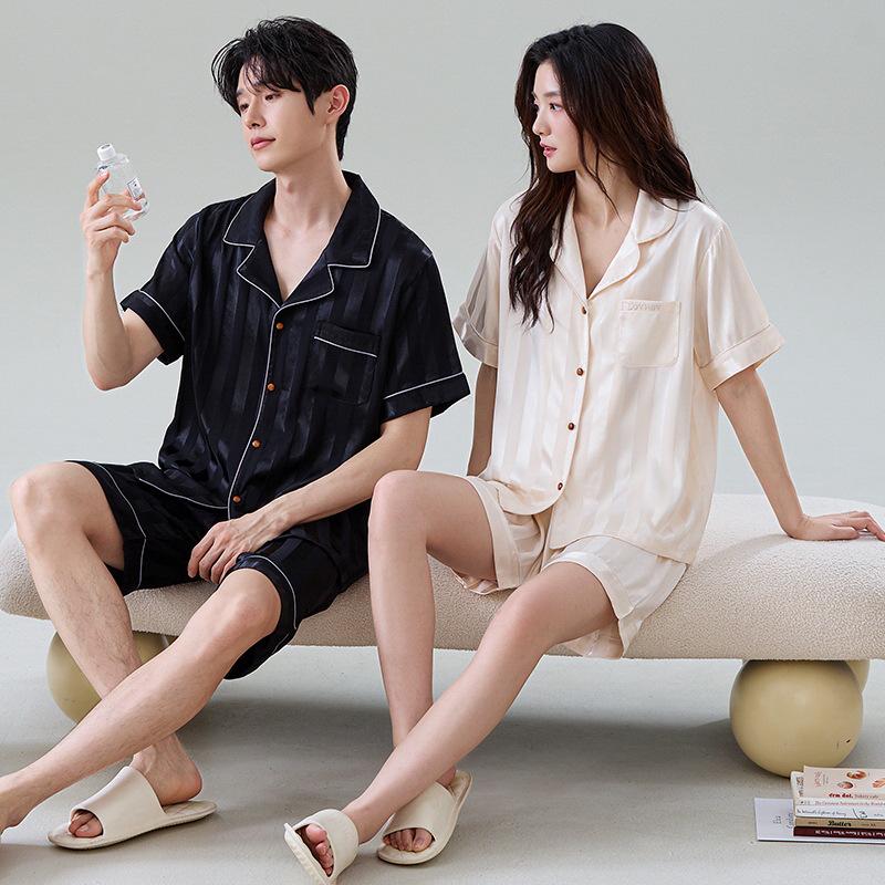 High-End Autumn/Winter Couple's Pajama Set - Men's Plus Size & Women's Long Sleeve with Pants