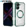 KEYSION Transparent Magnetic Case for OPPO A6x 4G 5G Soft Silicone+PC Heavy Duty Shockproof Phone Back Cover for OPPO A6t 4G 5G