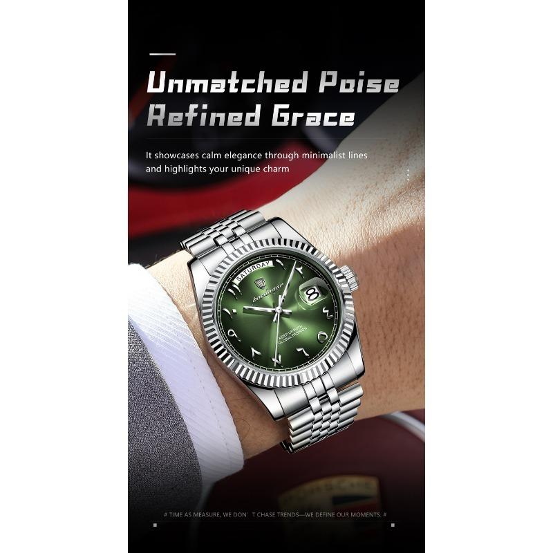 POEDAGAR Fashion High Quality Men Clock Waterproof Date Week Watch for Man Stainless Steel Luxury Quartz Watches + Box