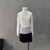 Women's Slimming Stretch Mesh Lace Turtleneck - See-through Autumn Winter Base Layer Top