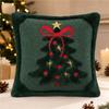 Festive Decor Christmas Pillow Cover Christmas Tree Soft Fluffy Cushion Cover Bow Embroidery Skin-friendly Pillowslip Bedroom