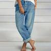 Cross-Border Women's Denim Shorts: Buttoned, Slim Fit, Half-Body Print, Casual, Elastic, Versatile Hot Pants
