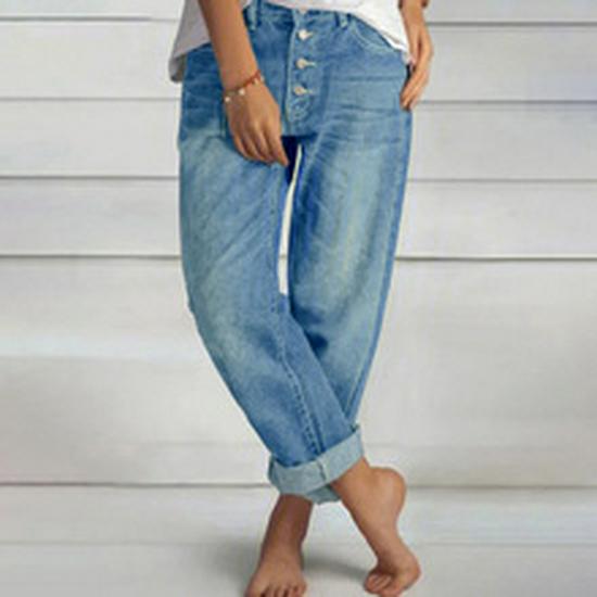 Cross-Border Women's Denim Shorts: Buttoned, Slim Fit, Half-Body Print, Casual, Elastic, Versatile Hot Pants