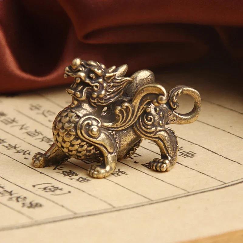 2025 Chinese Style Brass Qilin Dragon Statue Figurine for Wealth Prosperity Luck Fengshui Vintage Ornaments for Home Decoration