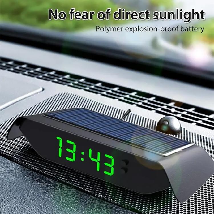 Vehicle Time & Temperature Display Noctilucence Solar Powered Dashboard Clock
