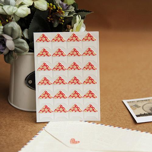 24 Pcs/Lot DIY Floral Print Corner Paper Stickers For Photo Albums Handwork Frame Decoration Scrapbooking Wholesale 8 Colors