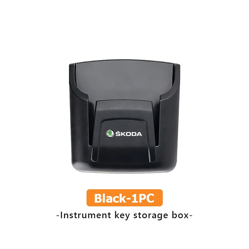 AAABT1 Car Interior Storage Box Dashboard Organizer Adhesive Mount ID Card Key Holder For Skoda Kodiaq Fabia Kamiq Karoq Octavia 2 3