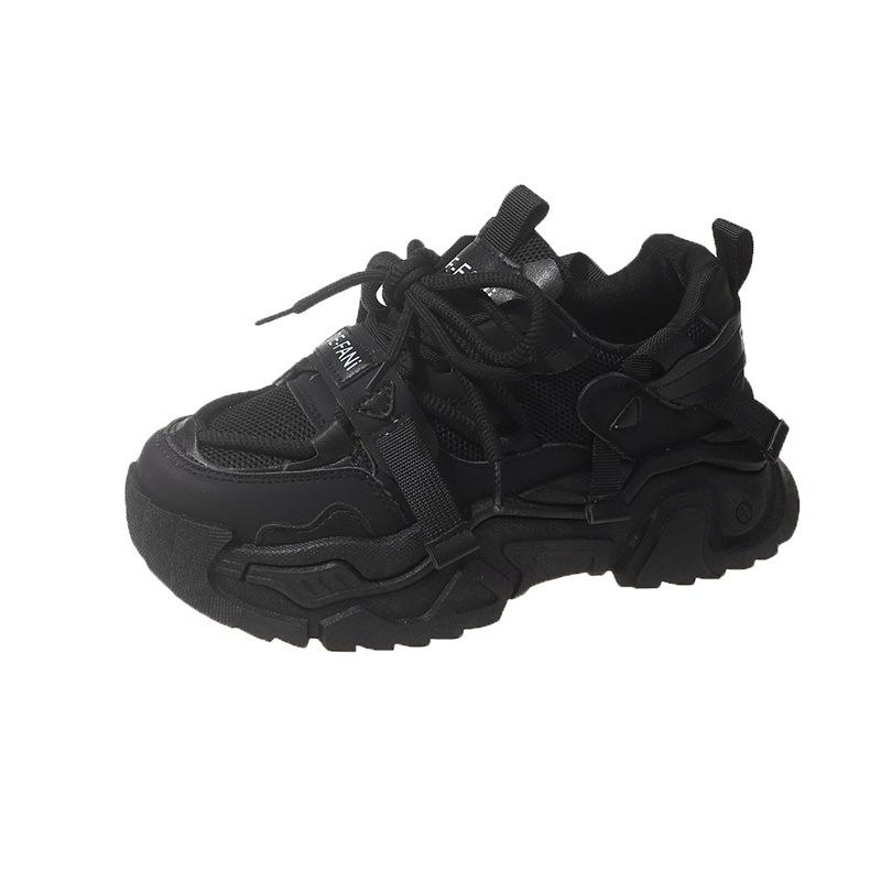 

European station platform dad shoes women s tide 2025 spring new fashion heightening muffin soft sole casual sports shoes 35 чёрный