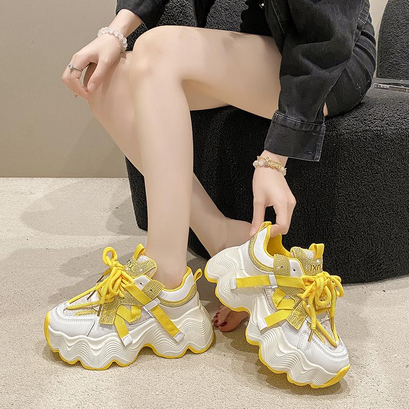 2025 Autumn New Breathable Mesh Women's Shoes Thick-soled Heightening Dad Shoes Versatile Casual Sports Shoes Running Shoes