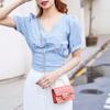 Violet Chicly Pearl Portable Chain Sweet Simple Female Wallets New Fashion One Shoulder Diagonal Straddle Bag Wallets for Women