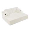 2-Seater Relax Sofa Bed, Lounge Chair, Soft Corduroy Fabric, with Side Magazine Pocket, Drink Holder and Cushion, Suitable for Living Room, Beige