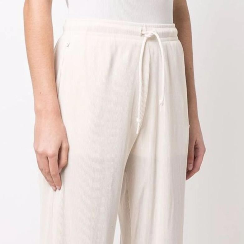 Adidas Originals Solid Color Logo Embroidered Drawstring Straight Leg Sports Pants Women Bottoms White HF7542