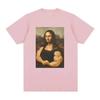 Lustiges Mona Lisa Fitness T-Shirt Muskeln Fitnessstudio Lässig Grafik Kurzarm T-Shirts Unisex Mode Lässig T-Shirt