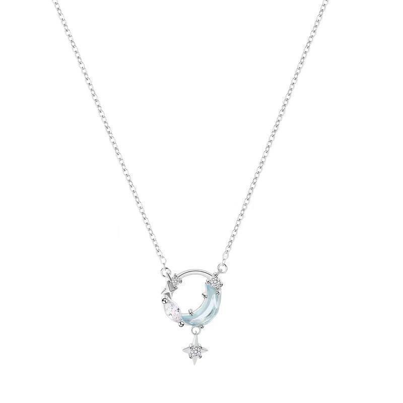 Moon Star Zircon Necklace: Light Luxury Dainty Design for Women, 2022