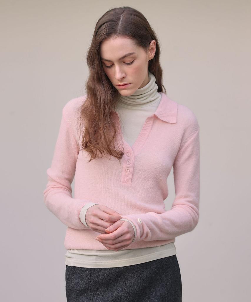 OURO Collar Alpaca Knit [ Pink ]