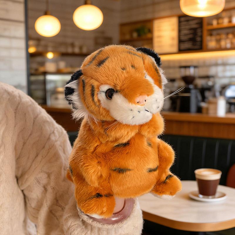 6 Kinds Tiger Plush Puppet Cute Brown White Cartoon Forest Animal Interactive Plushie Tell Story Education Stage Prop Gift