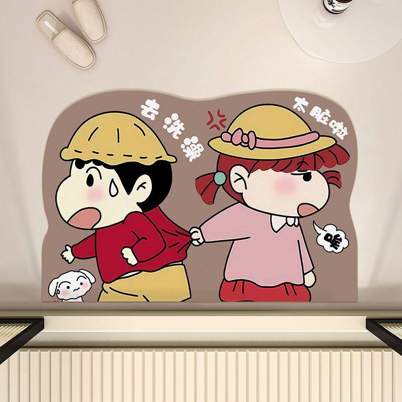 Crayon Shin-chan Diatom Mud Bathroom Mat - Water Absorbent, Anti-slip, Soft, Dirt-resistant Floor Pad 40*60cm