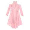Children‘s High Waist Ruffled Dress Halter Off Shoulder Long Sleeve Irregular Hem Fake Diamond Embellished for Prom Wedding Party