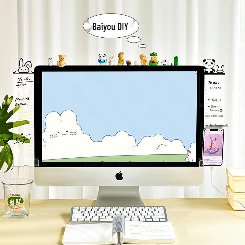 Cute Transparent Monitor Sticky Notes Board - Office Wipeable Message Board